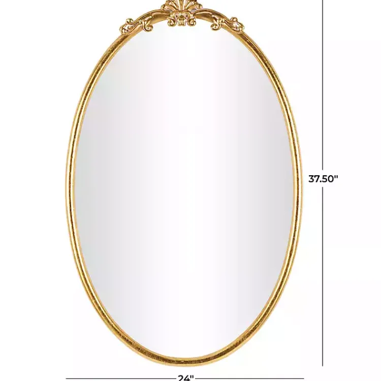 Decorative Mirrors-Kirklands Home Gold Oval Baroque Wall Mirror