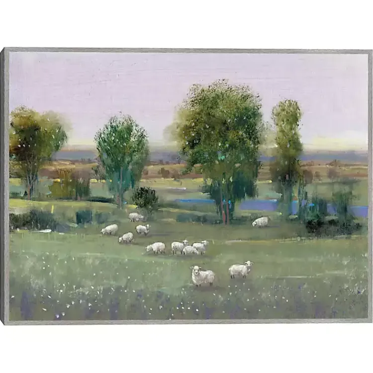 Canvas Art-Kirklands Home Field of Sheep Framed Canvas Art Print Green