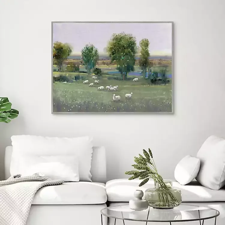 Canvas Art-Kirklands Home Field of Sheep Framed Canvas Art Print Green