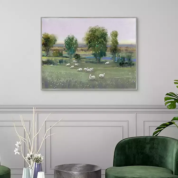 Canvas Art-Kirklands Home Field of Sheep Framed Canvas Art Print Green