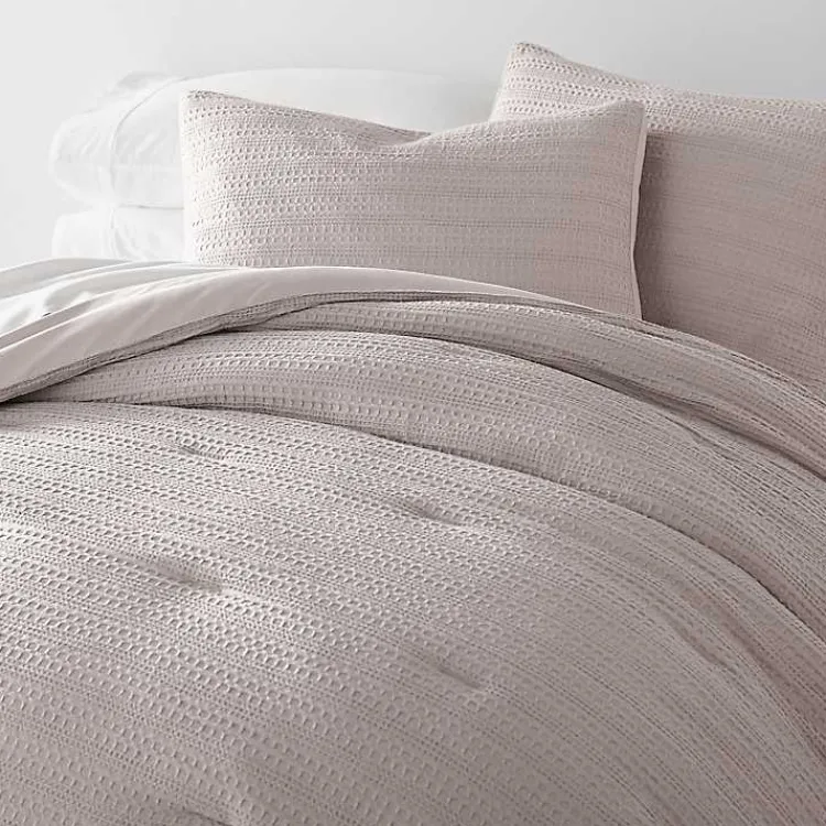 Comforters-Kirklands Home Mauve Waffle Ultra-Soft 3-pc. Queen Comforter Set Pink