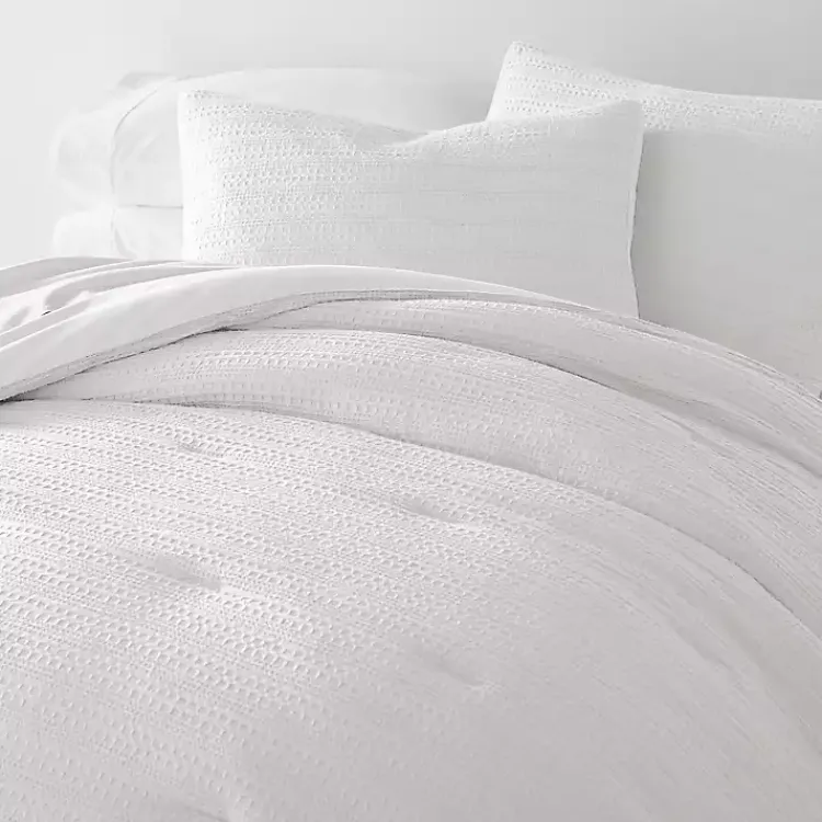 Comforters-Kirklands Home Waffle Ultra-Soft 3-pc. Queen Comforter Set White