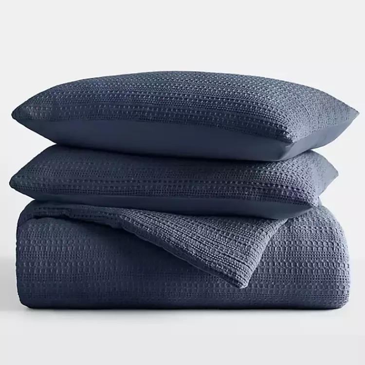 Comforters-Kirklands Home Navy Waffle Ultra-Soft 3-pc. Twin Comforter Set Blue