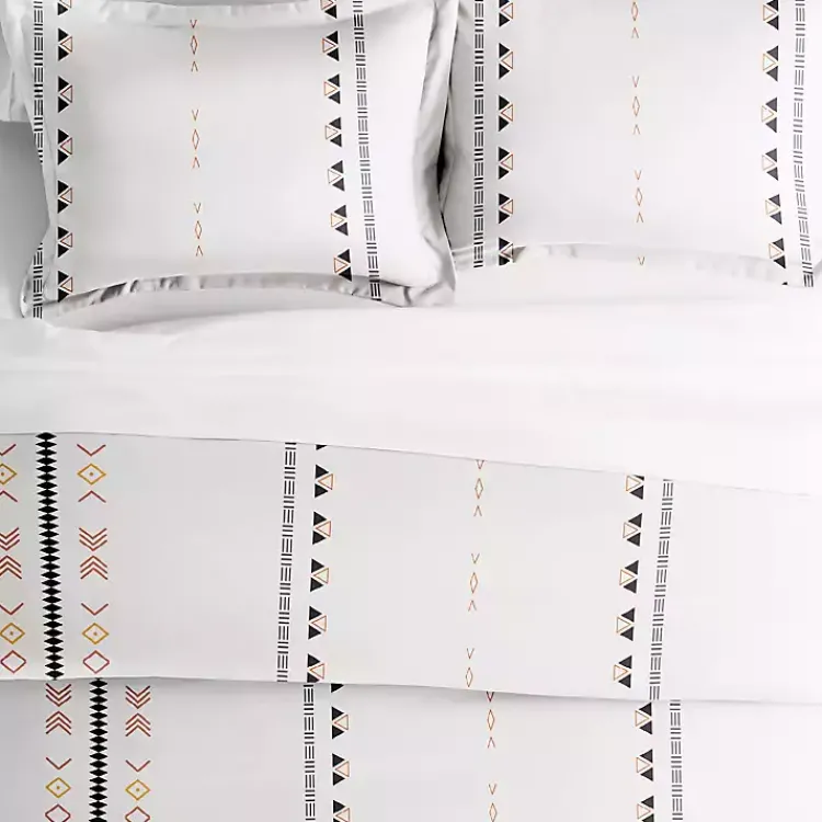 Duvets-Kirklands Home Bohemian Stripe 3-pc. Queen Duvet Cover Set White