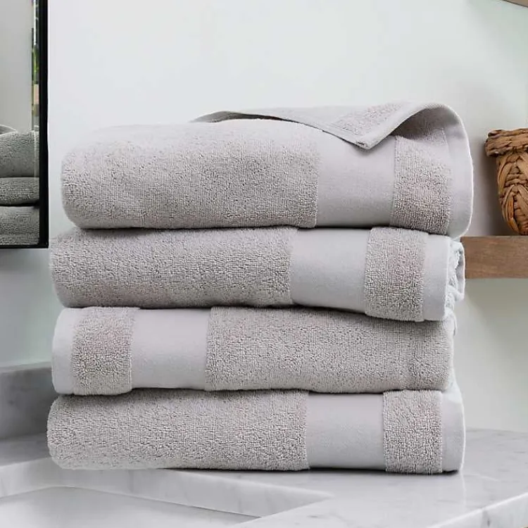 Bath Towels-Kirklands Home Essential Cotton Bath Towels, Set of 4 Gray