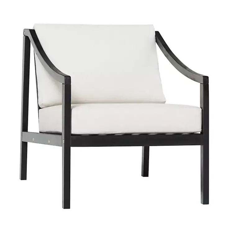 Outdoor Seating-Kirklands Home Black Acacia Wood Outdoor Club Chair