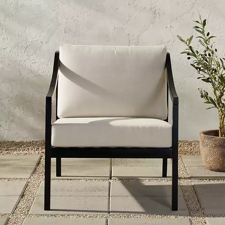 Outdoor Seating-Kirklands Home Black Acacia Wood Outdoor Club Chair