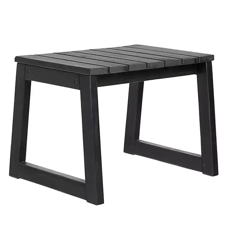 Outdoor Tables-Kirklands Home Wood Slatted Box Leg Outdoor Side Table Black