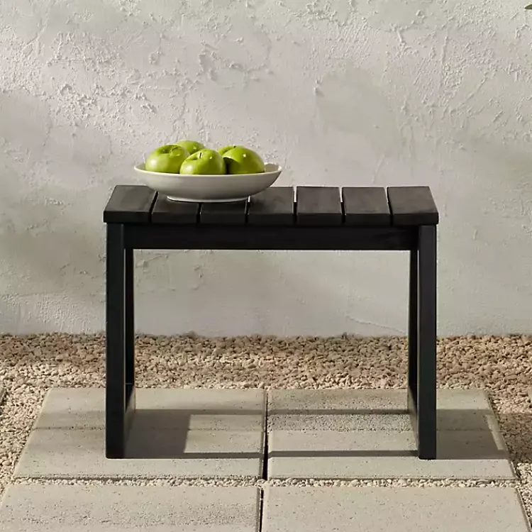 Outdoor Tables-Kirklands Home Wood Slatted Box Leg Outdoor Side Table Black