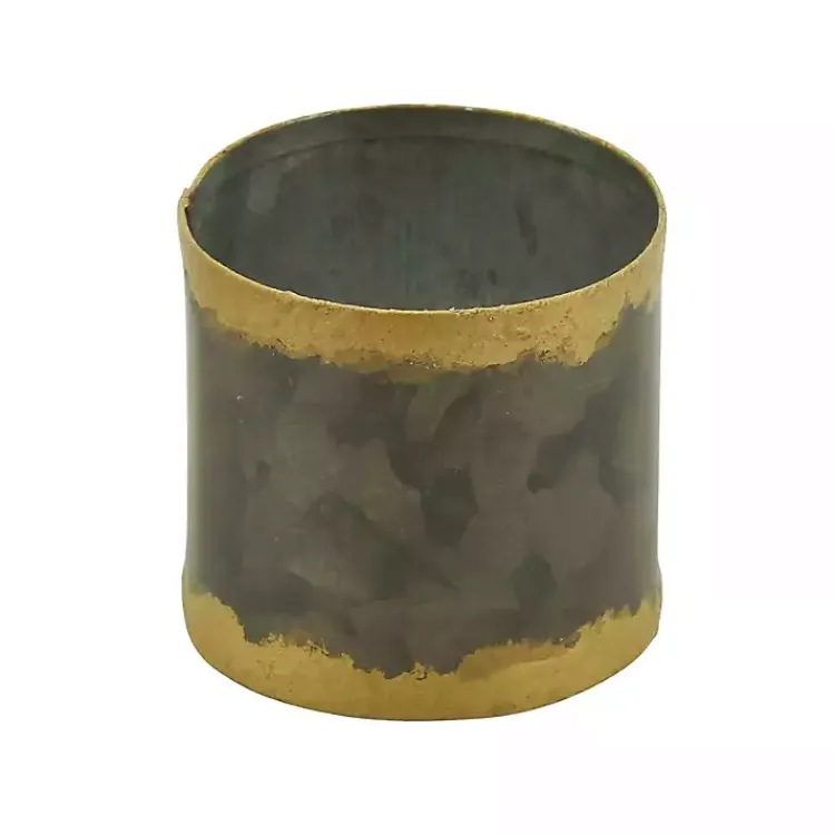 Table Linens-Kirklands Home Galvanized Metal Gold Rim Napkin Rings, Set of 4