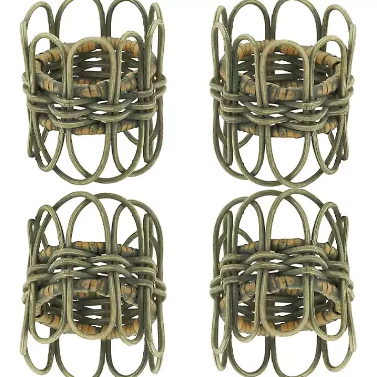 Table Linens-Kirklands Home Natural Twisted Rat Napkin Rings, Set of 4 Tan