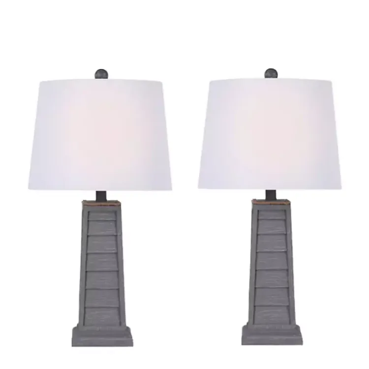Table Lamps-Kirklands Home Louvered Shutter Table Lamps, Set of 2 Gray