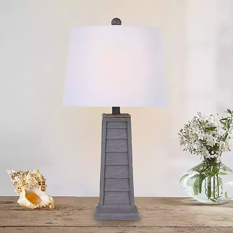 Table Lamps-Kirklands Home Louvered Shutter Table Lamps, Set of 2 Gray