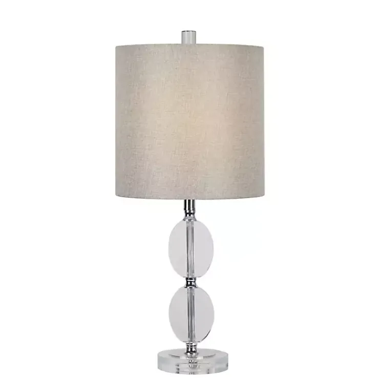 Table Lamps-Kirklands Home Hourglass Crystal and Silver Metal Table Lamp