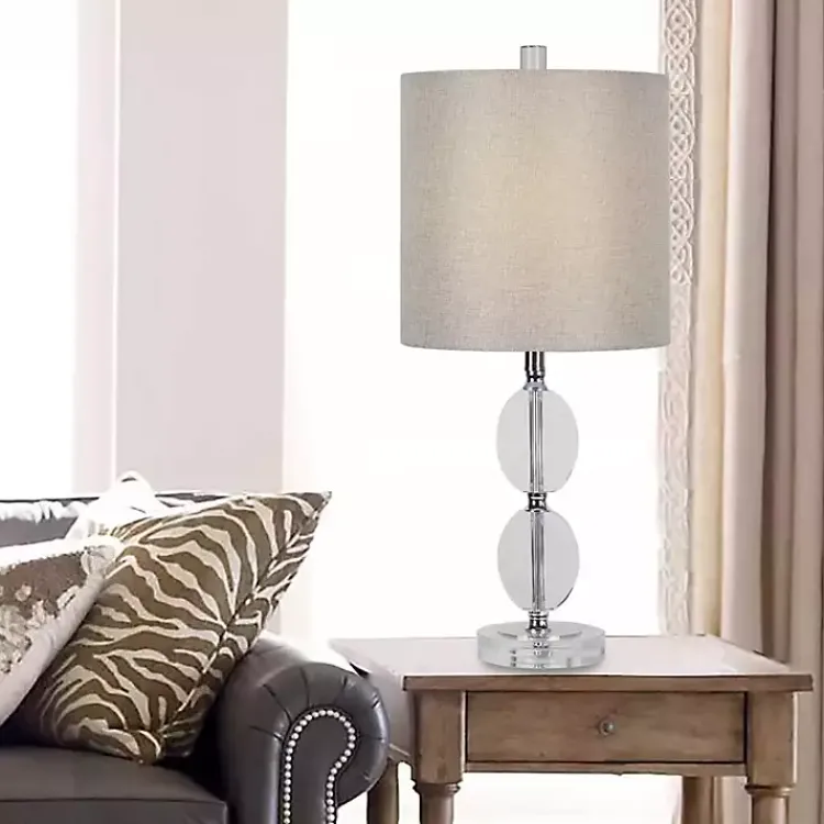 Table Lamps-Kirklands Home Hourglass Crystal and Silver Metal Table Lamp