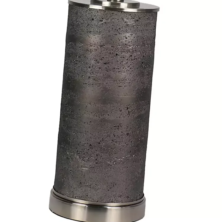 Table Lamps-Kirklands Home Stone and Steel Cylinder Table Lamp Gray