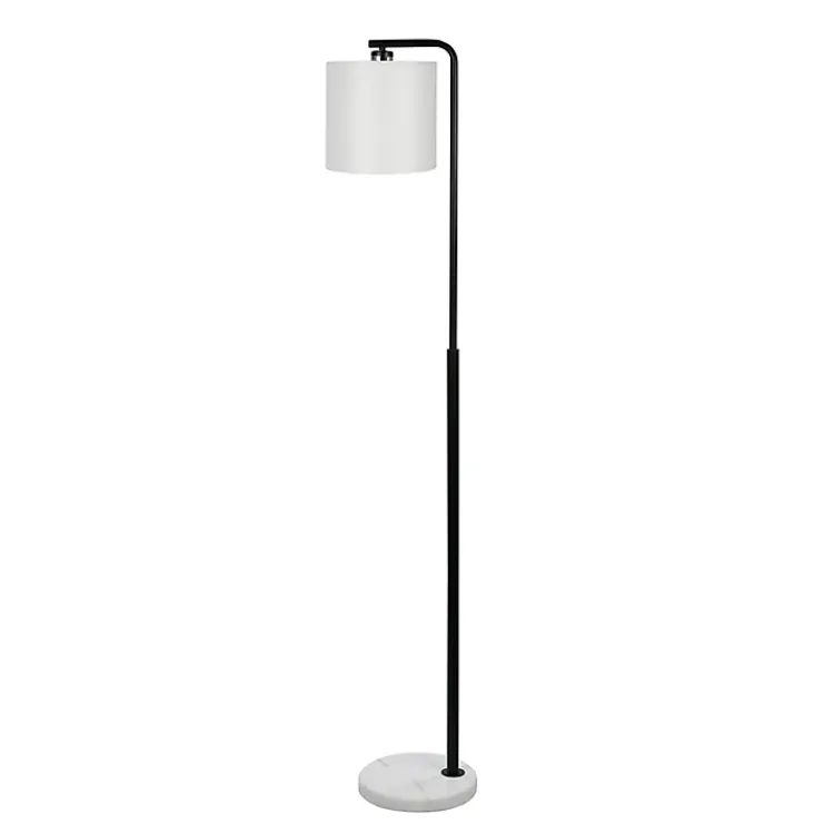 Floor Lamps-Kirklands Home Black Downbridge Marble Base Floor Lamp White