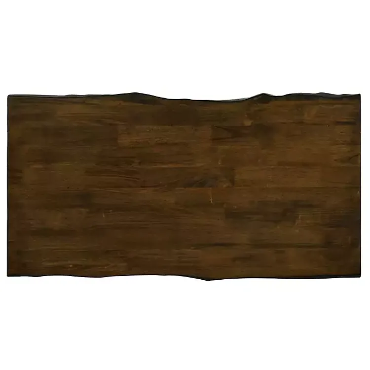 Coffee Tables-Kirklands Home White and Dark Oak Wood Live Edge Coffee Table Brown