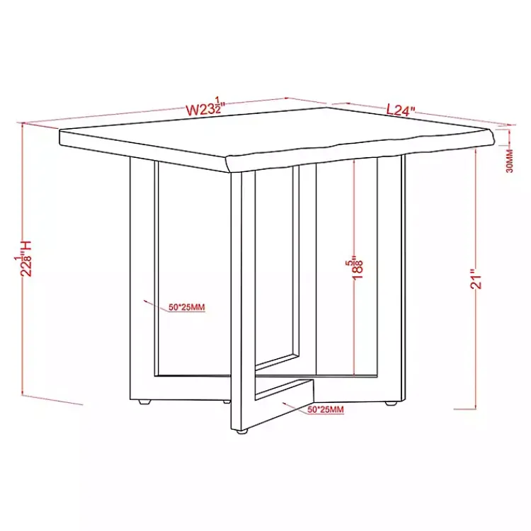Accent & End Tables-Kirklands Home White and Dark Oak Wood Live Edge Accent Table Brown