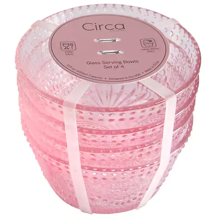 Dinnerware-Kirklands Home Blush Circa Hobnail Bowls, Set of 4 Pink