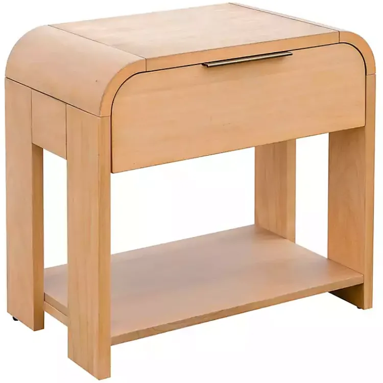 Nightstands-Kirklands Home Natural Modern Curve Nightsd Tan