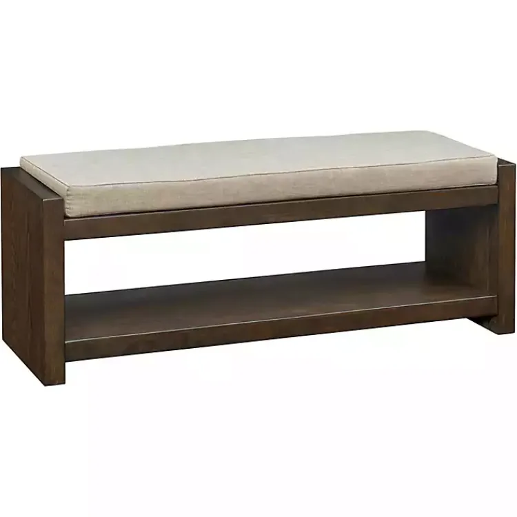 Benches & Ottomans-Kirklands Home Wood Bench with Cushion Brown