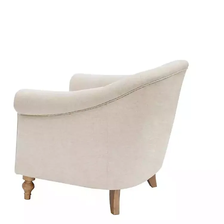 Accent Chairs-Kirklands Home Cream Tufted Farmhouse Accent Chair White