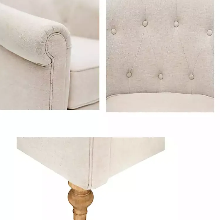 Accent Chairs-Kirklands Home Cream Tufted Farmhouse Accent Chair White
