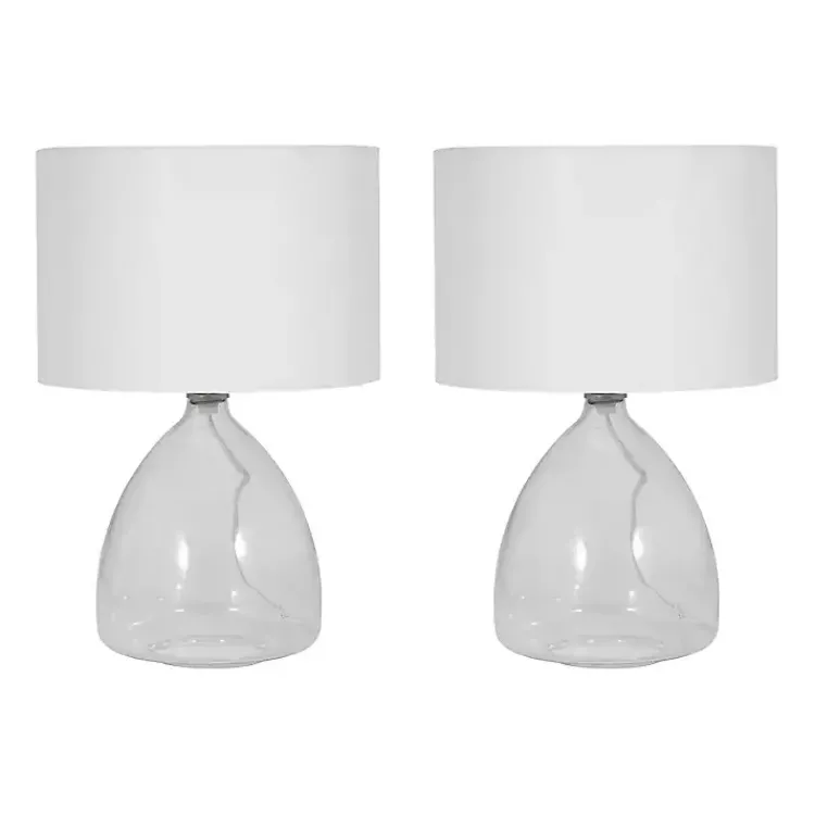 Table Lamps-Kirklands Home Clear Glass Tapered Table Lamps, Set of 2 White