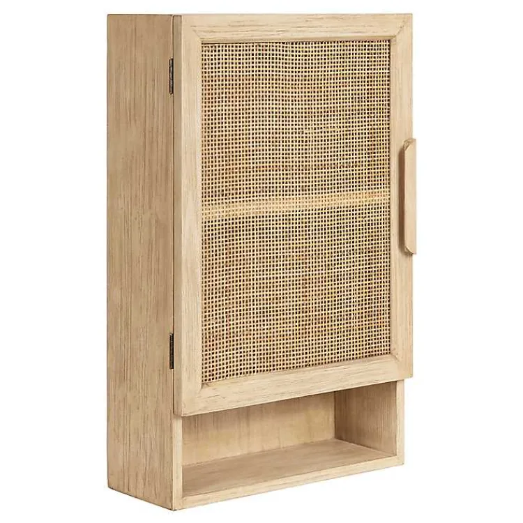 Wall Storage-Kirklands Home Natural Rattan Wall Cabinet with Shelf