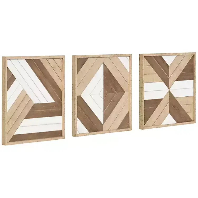 Wall Plaques-Kirklands Home Ballez Geometric Wood Wall Plaques, Set of 3