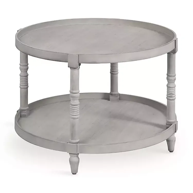 Coffee Tables-Kirklands Home Round Bellport Coffee Table Gray