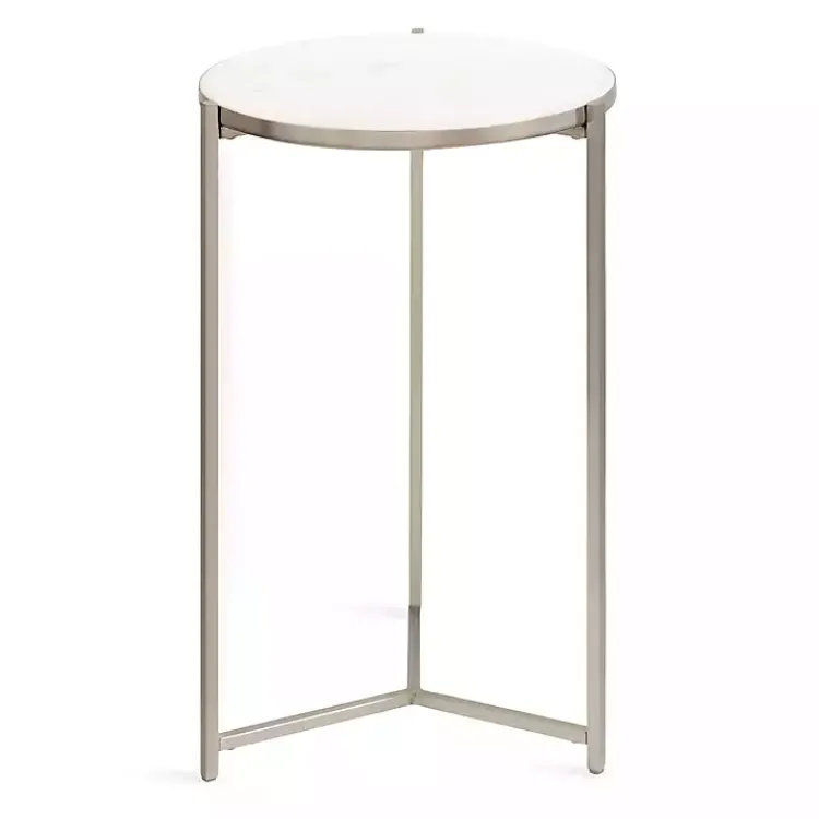 Accent & End Tables-Kirklands Home Round Aguilar Accent Table Silver