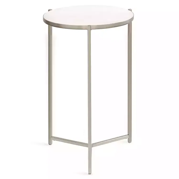 Accent & End Tables-Kirklands Home Round Aguilar Accent Table Silver