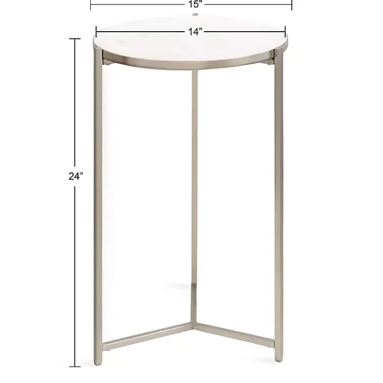 Accent & End Tables-Kirklands Home Round Aguilar Accent Table Silver