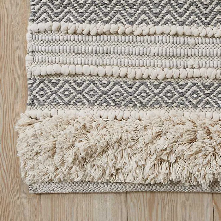 Bathroom Rugs-Kirklands Home Tufted Stripes Woven Bath Mat Gray