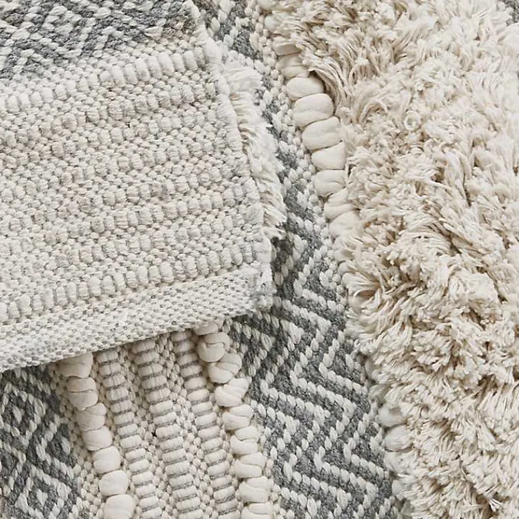 Bathroom Rugs-Kirklands Home Tufted Stripes Woven Bath Mat Gray