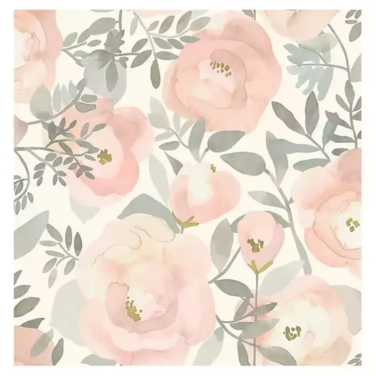 Wall Murals & Wallpaper-Kirklands Home Watercolor Roses Peel & Stick Wallpaper Pink