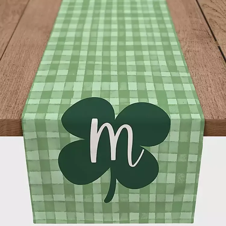 Table Linens-Kirklands Home Clover Personalized Monogram Table Runner, 90 in. Green