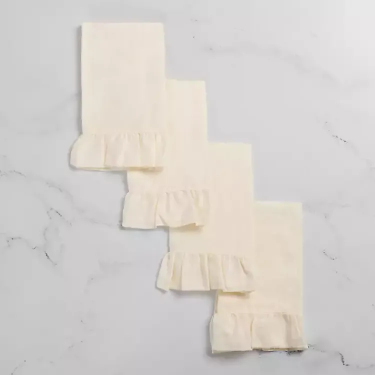 Table Linens-Kirklands Home Ruffle Napkins, Set of 4 Ivory