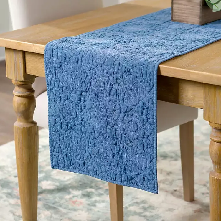 Table Linens-Kirklands Home Avery Quilted Table Runner, 80 in. Blue