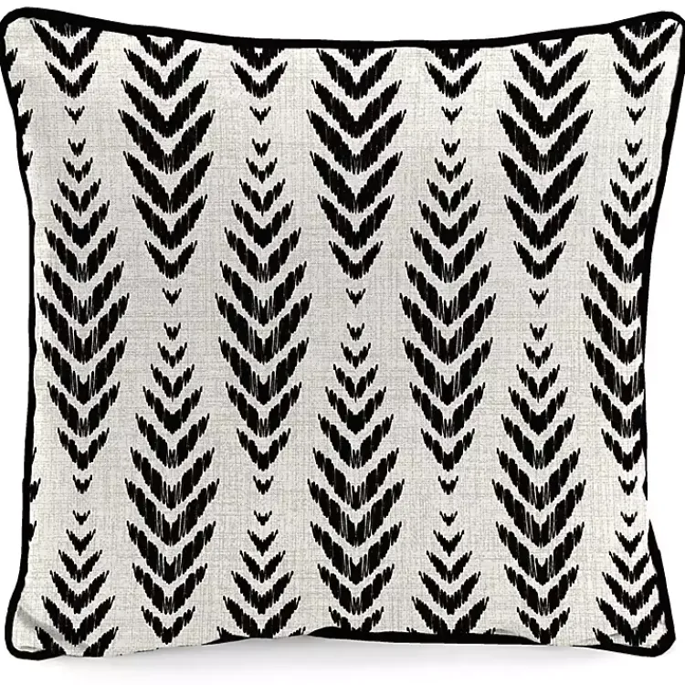 Outdoor Cushions & Pillows-Kirklands Home Black & White Geometric Leaves Outdoor Pillow