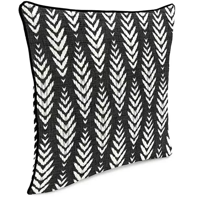 Outdoor Cushions & Pillows-Kirklands Home Black & White Geometric Leaves Outdoor Pillow