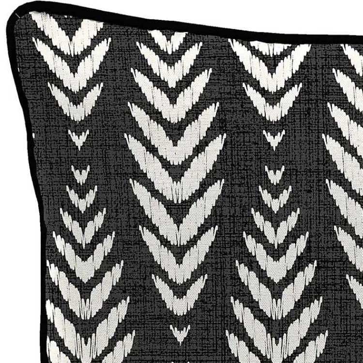 Outdoor Cushions & Pillows-Kirklands Home Black & White Geometric Leaves Outdoor Pillow