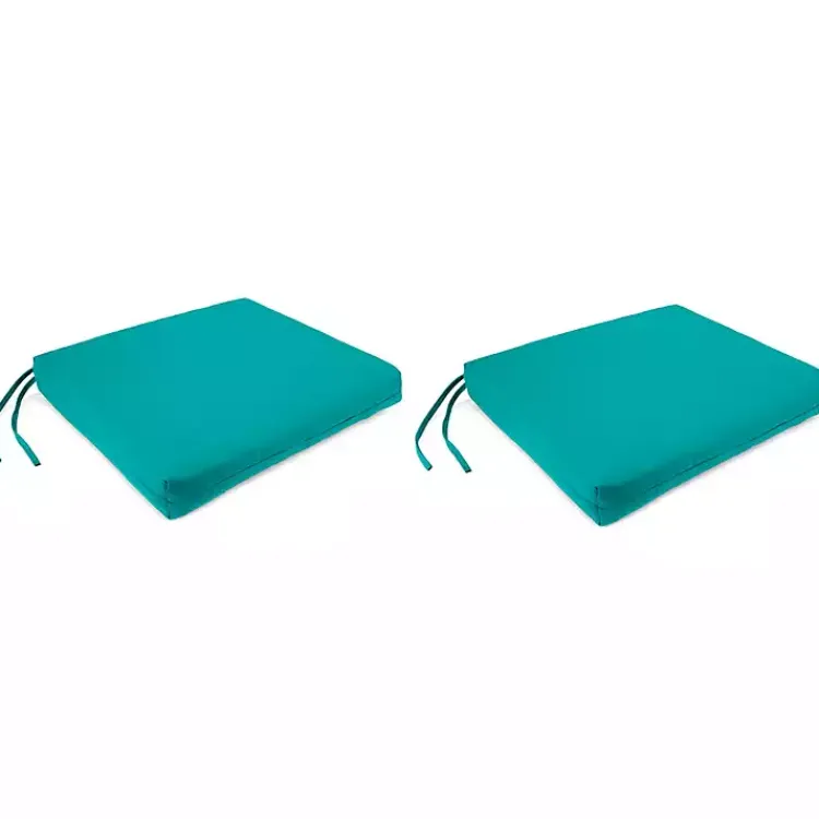Outdoor Cushions & Pillows-Kirklands Home Teal French Edge Outdoor Chair Cushions, Set of 2 Blue