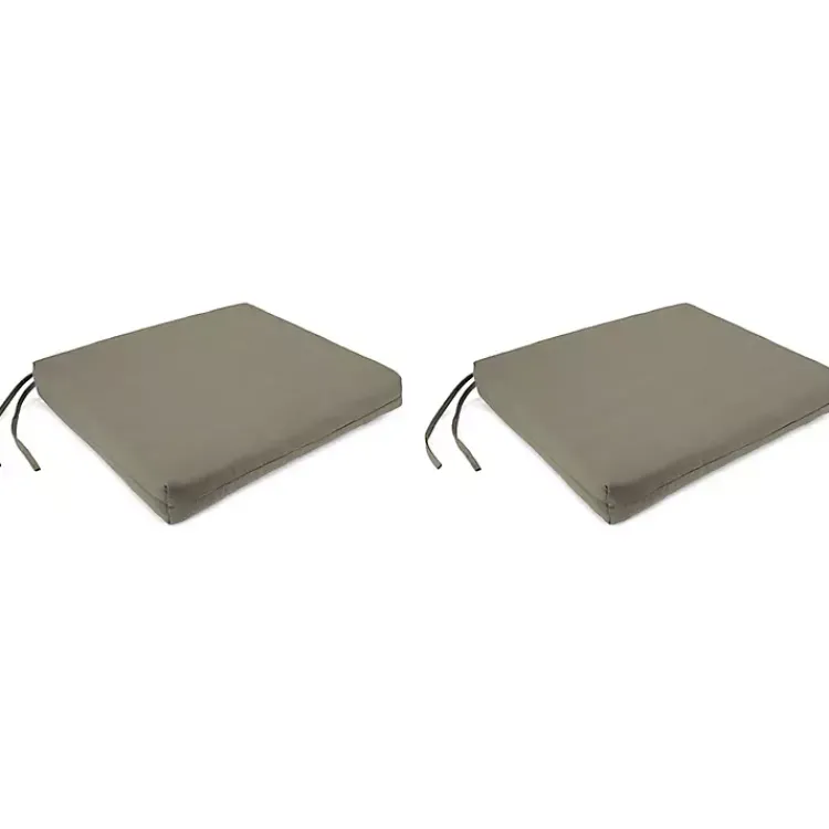 Outdoor Cushions & Pillows-Kirklands Home Taupe French Edge Outdoor Chair Cushions, Set of 2 Gray