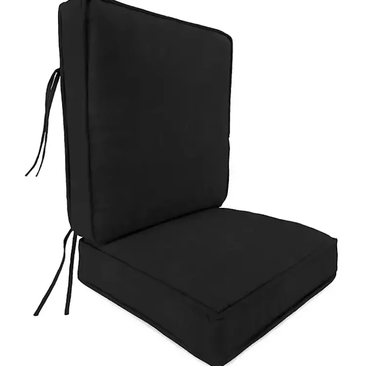 Outdoor Cushions & Pillows-Kirklands Home Solid Outdoor Deep Seat Cushion Black