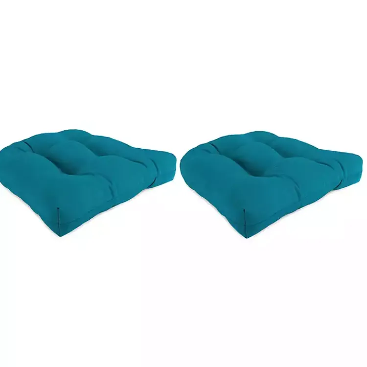 Outdoor Cushions & Pillows-Kirklands Home Turquoise Tufted Outdoor Chair Cushions, Set of 2 Blue
