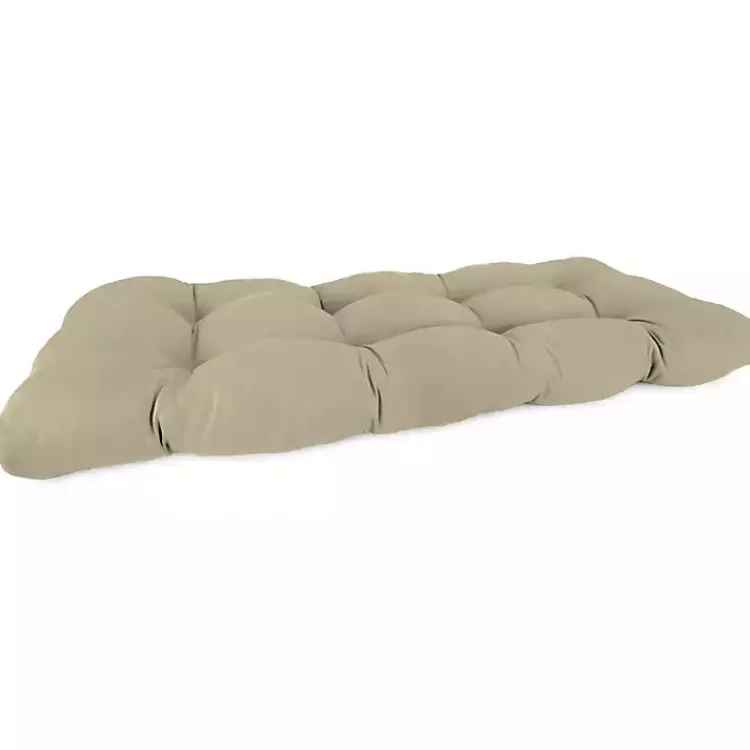 Outdoor Cushions & Pillows-Kirklands Home Beige Tufted Canvas Outdoor Bench Cushion Tan
