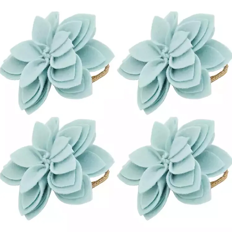 Table Linens-Kirklands Home Blossom Napkin Rings, Set of 4 Blue